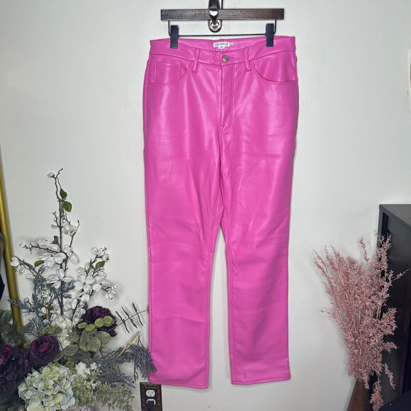 GOOD AMERICAN Better Than Leather Faux Leather Pant Sorority Pink Sz 14/15 {3U53 - Picture 2 of 5